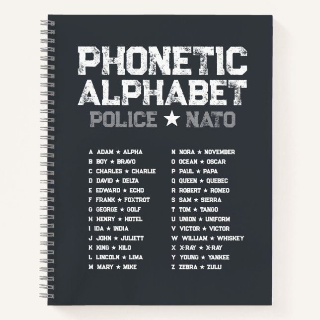 Carnet Phonetic Alphabet Police ★ NATO — Tactical Gray (Devant)