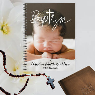 Carnet Photo Calligraphie Croix Baptême religieux