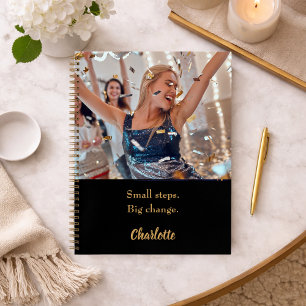Carnet Photo citation motivante en or noir
