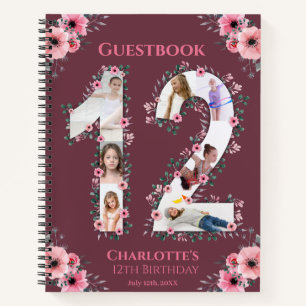 Carnet Photo Collage Big 12th Birthday Girl Rose Flower