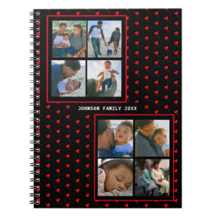 Carnet Photo Collage Famille Personnalisée Red Heart & Na