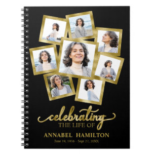 Carnet Photo Collage Memorial Funeral Black Guest Book