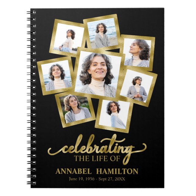 Carnet Photo Collage Memorial Funeral Black Guest Book (Devant)