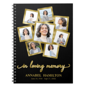 Carnet Photo Collage Memorial Funeral Black Guest Book
