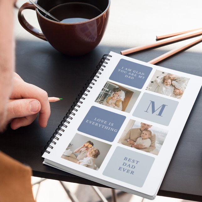 Carnet Photo Collage moderne & Bleu Happy Fête des pères  (Créateur téléchargé)