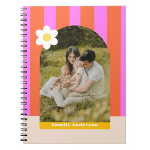 Carnet Photo de famille moderne rayures coloré rétro