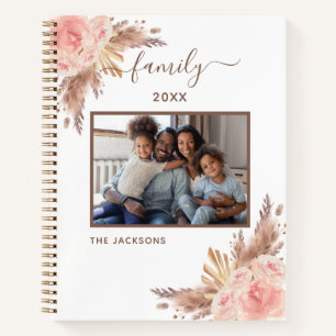 Carnet Photo de famille pampas herbe rose floral blanc