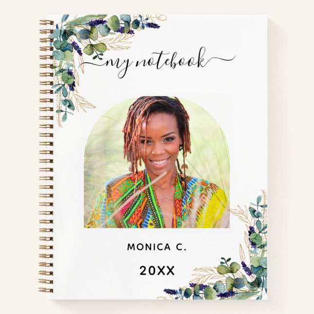 Carnet Photo de femme à la verdure d'eucalyptus (Devant)