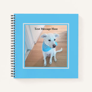Carnet Photo de joli chien blanc toutou en écharpe bleu b