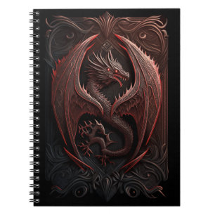 Carnet photo de la spirale de dragon rouge et noir