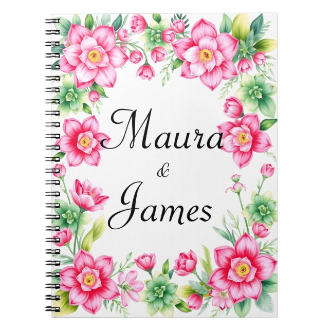 Carnet photo de la spirale de fleurs roses (Devant)