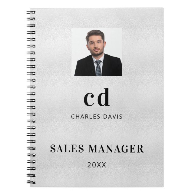 Carnet Photo de présentation avec initiales du nom en arg (Devant)
