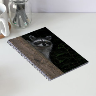 Carnet Photo de Raton laveur regardant derrière un arbre