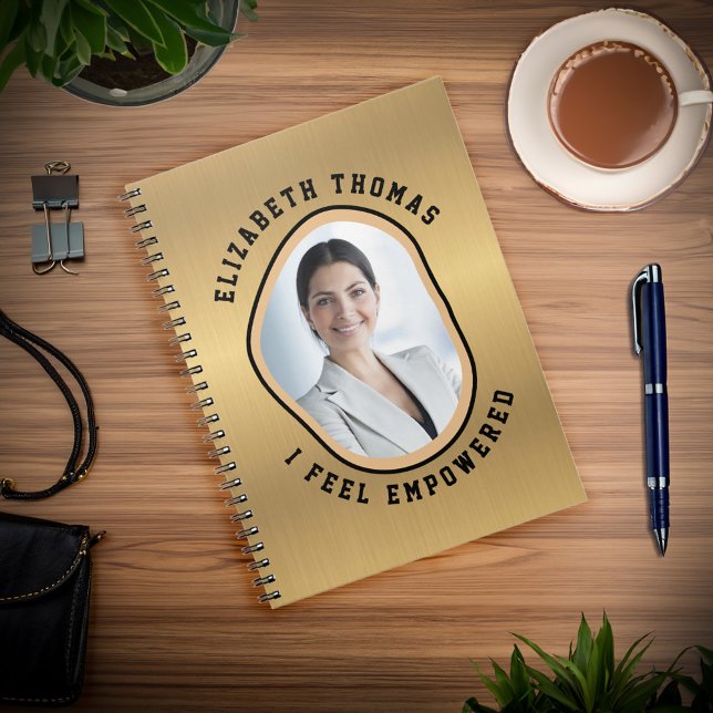 Carnet Photo élégant moderne or noir disant intelligent  (Elegant Modern Photo Gold Black Smart Saying Notebook is great to use everyday at school or home. )