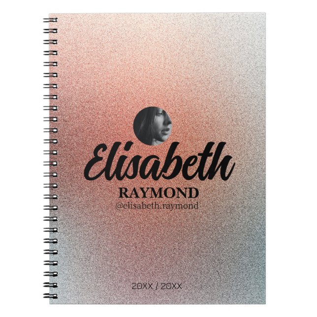 Carnet Photo et nom de jolie Parties scintillant orange (Devant)