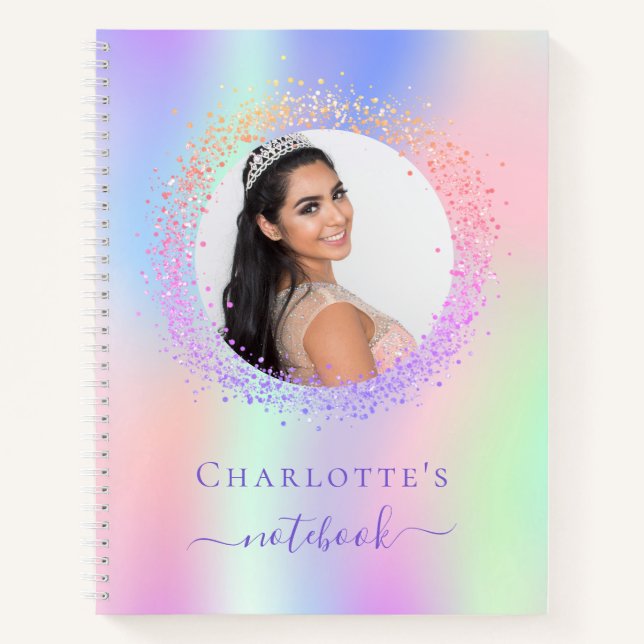 Carnet Photo fille Holographique rose violet (Devant)