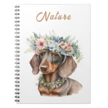 Carnet photo floral mignon Dachshund Chien Spiral