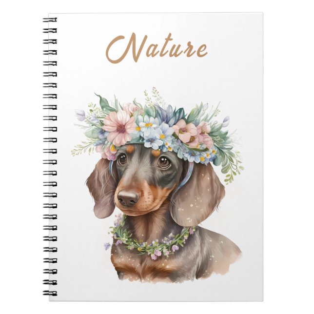 Carnet photo floral mignon Dachshund Chien Spiral (Devant)