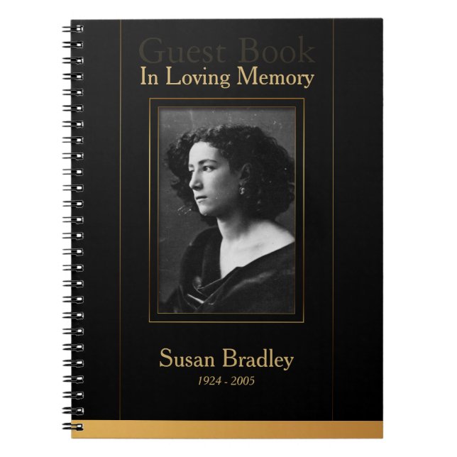 Carnet Photo Funeral GuestBook avec tuyauterie en or (Devant)