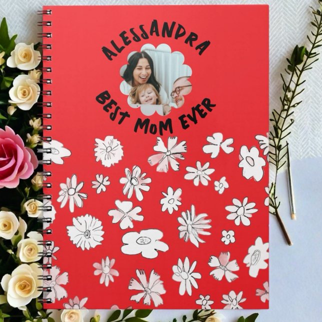Carnet Photo meilleure maman jamais monogramme floral rou (Créateur téléchargé)
