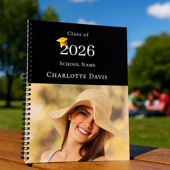 Carnet Photo Modern Black Senior Graduate (Créateur téléchargé)