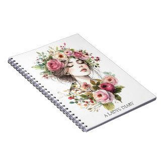 Carnet Photo Notebook Diary Women with Roses-Wreath
