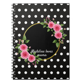 Carnet Photo personnalisée Black White Polka Dot Fête des