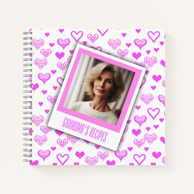 Carnet Photo personnalisée Elegant Pink Hearts Recette Li (Devant)