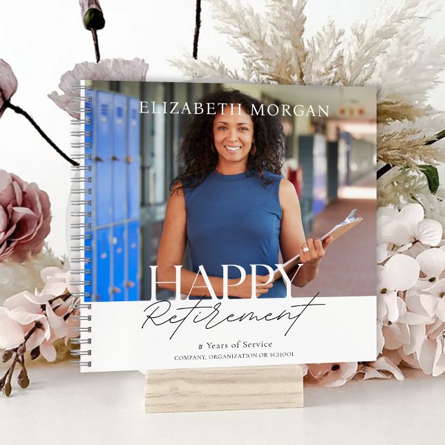 Carnet Photo personnalisée Message de retraite heureuse m (Custom Photo Modern Happy Retirement Message Notebook)