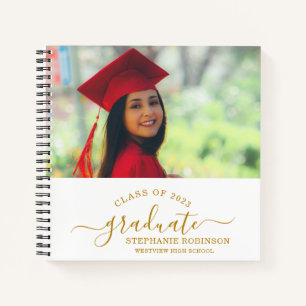 Carnet Photo personnalisée Modern Gold Script Graduation 
