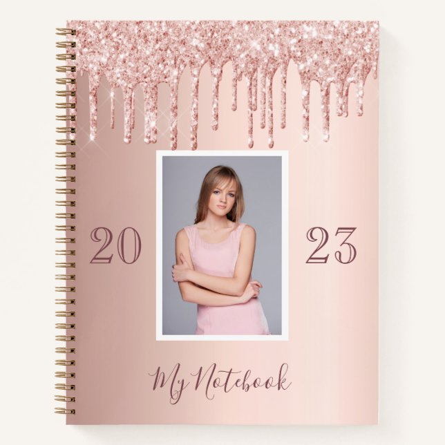 Carnet Photo rose or parties scintillant gouttes glam gir (Devant)