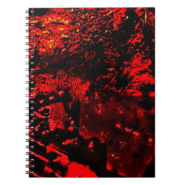 Carnet photo spirale rouge texture dans le noir  (Devant)