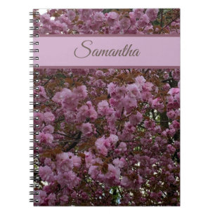Carnet Photographie d'arbre de cerisier rose personnalisé