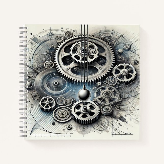 Carnet Physique Mécanique Engrenages, Mouvement & Diagram (Devant)