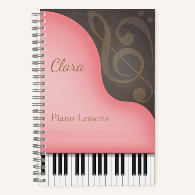 Carnet Pianiste et musicien Piano rose Grand Personnalisé (Recto)