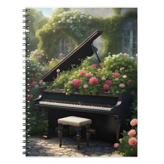 Carnet Piano en Fleur - peinture jardin (Devant)