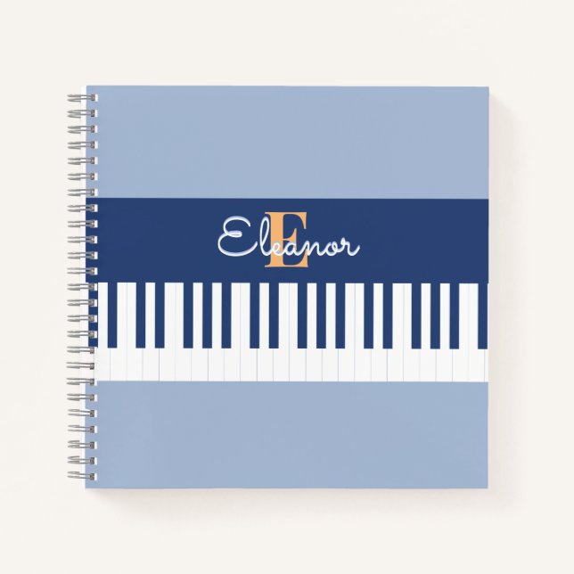 Carnet Piano Keys Musical Clavier Musique Lover Monogramm (Devant)