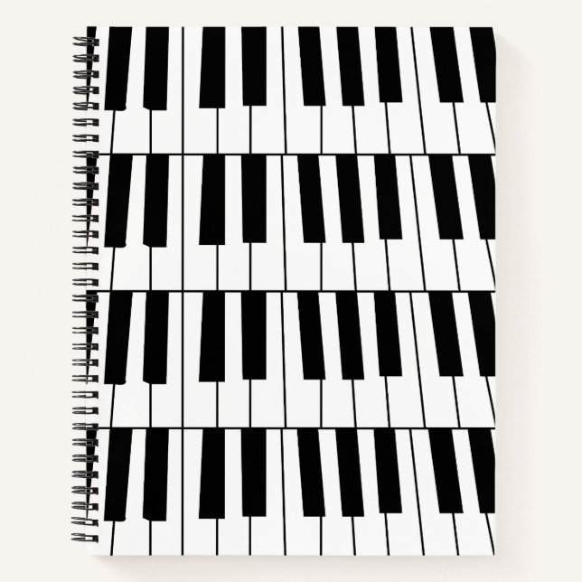 Carnet Piano Keys noir et blanc Pianiste musicien (Devant)