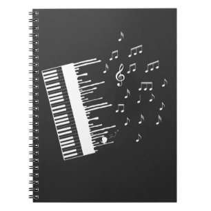 Carnet Piano Player Flying Music Notes Pianiste