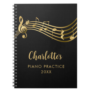 Carnet Piano Practice Gold Music Notes Enseignants et étu