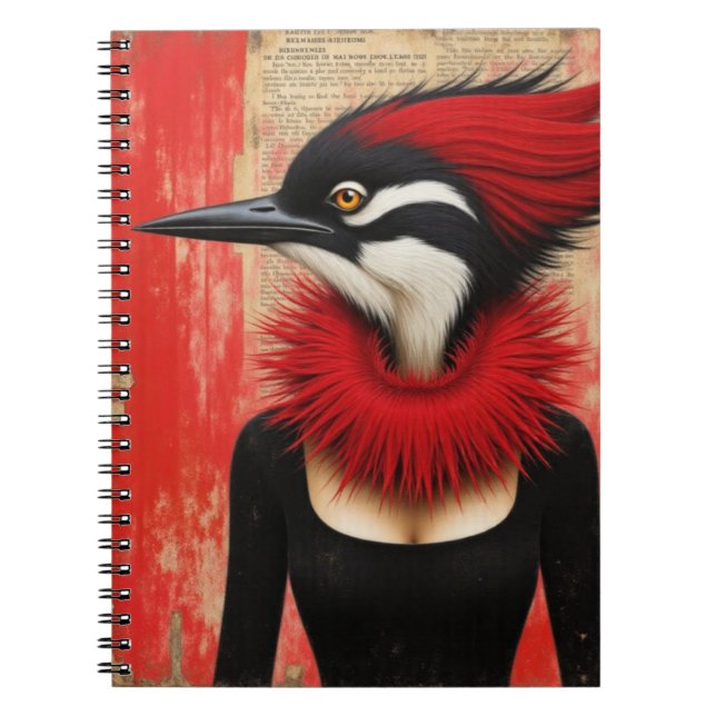 Carnet Pic vert en robe noire fantaisie (Devant)