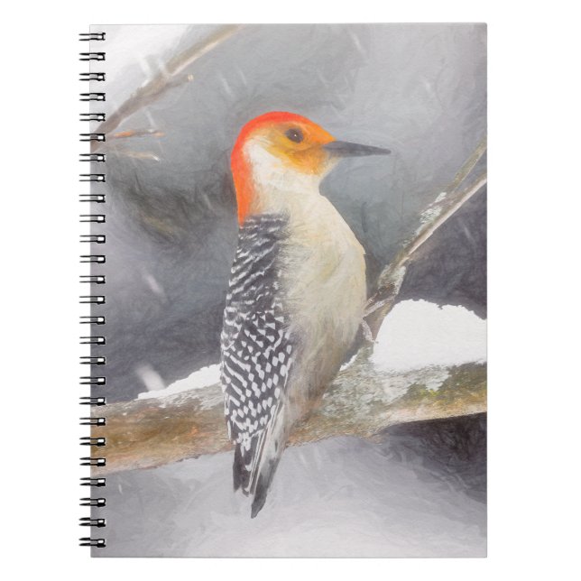 Carnet Pichette à ventre rouge Peinture Oiseaux originaux (Devant)
