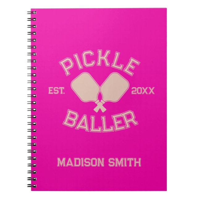 Carnet Pickle Baller Pickleball Collegiate Typographie (Devant)