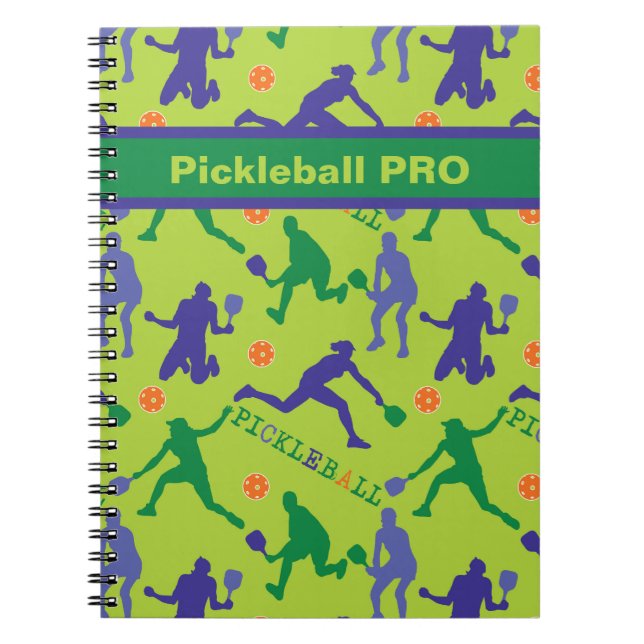 Carnet 💚 🎾 Pickleball PRO - texte personnalisé (Devant)