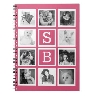 Carnet PICS rose Girly d'Instagram avec des initiales