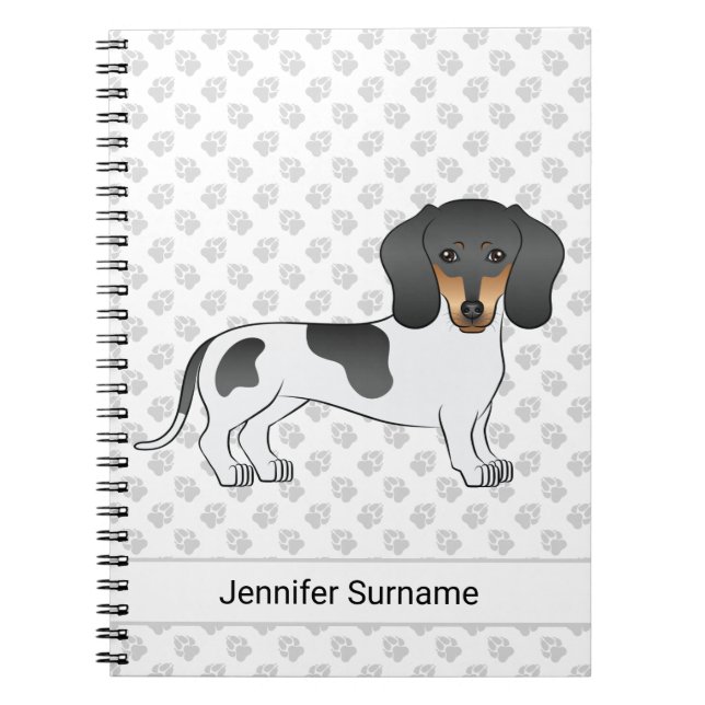 Carnet Piebald Noir Et Tan Cheveux Courte Dachshund Et Te (Devant)
