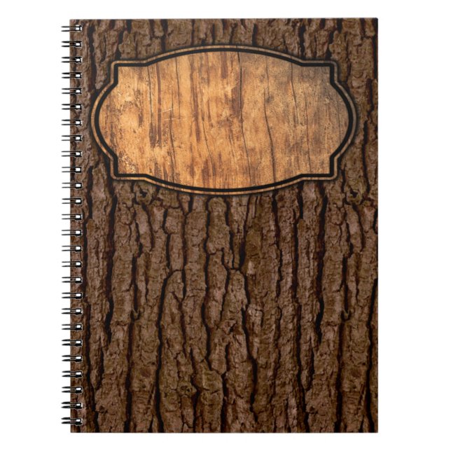 Carnet Pièce de Faux rustique de l'écorce d'arbre à grain (Devant)
