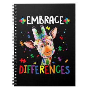 Carnet Pièce de Puzzle Autisme Giraffe Embrasser les dif