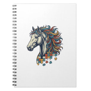 Carnet Pièce de puzzle de cheval coloré T-Shirt gravure v