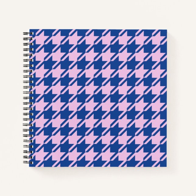Carnet Pied de fond rose+Motif bleu (Devant)